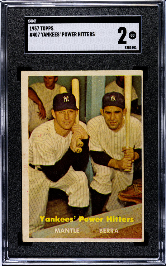 1957 Topps #407 Yankee's Power Hitters SGC 2