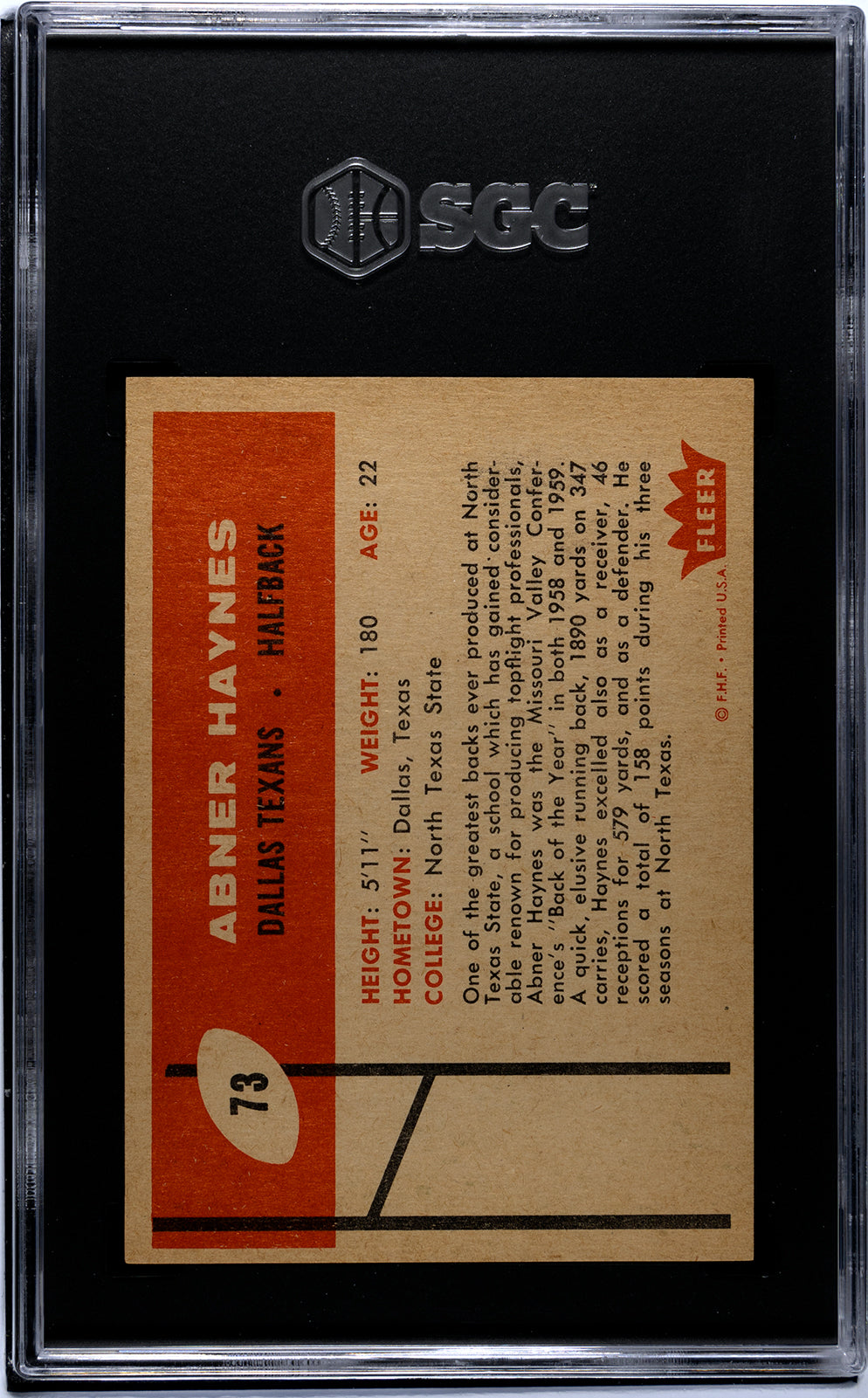 1960 Fleer #73 Abner Haynes SGC 4