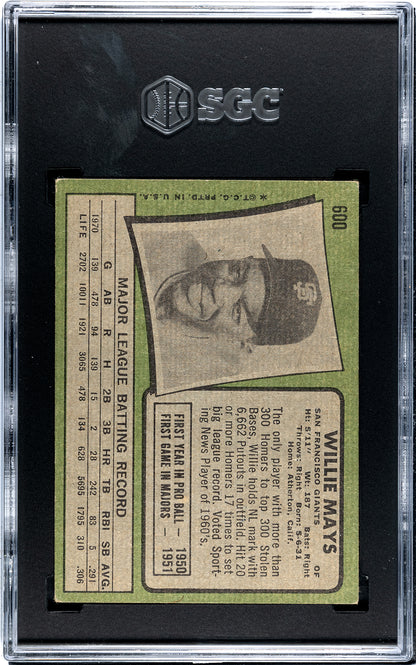 1971 Topps #600 Willie Mays SGC 4