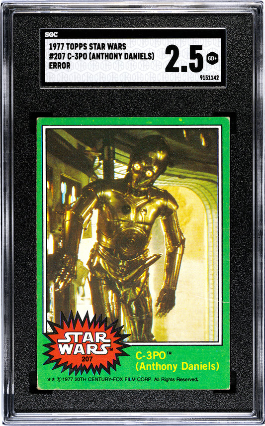 1977 Topps Star Wars #207 C-3PO (Anthony Daniels) Error Golden Rod SGC 2.5