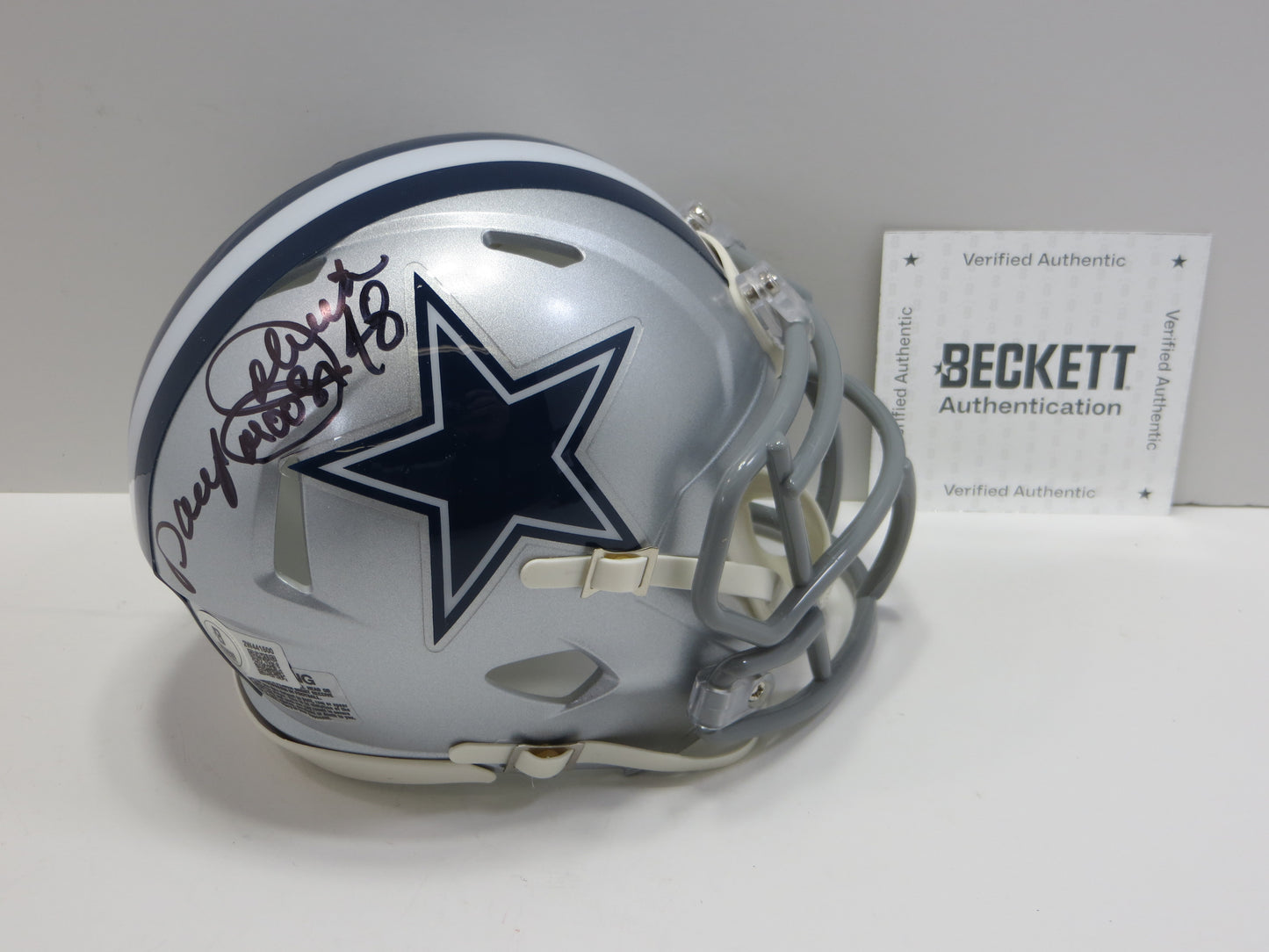 DARYL MOOSE JOHNSTON SIGNED DALLAS COWBOYS MINI HELMET BAS COA