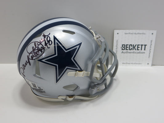 DARYL MOOSE JOHNSTON SIGNED DALLAS COWBOYS MINI HELMET BAS COA
