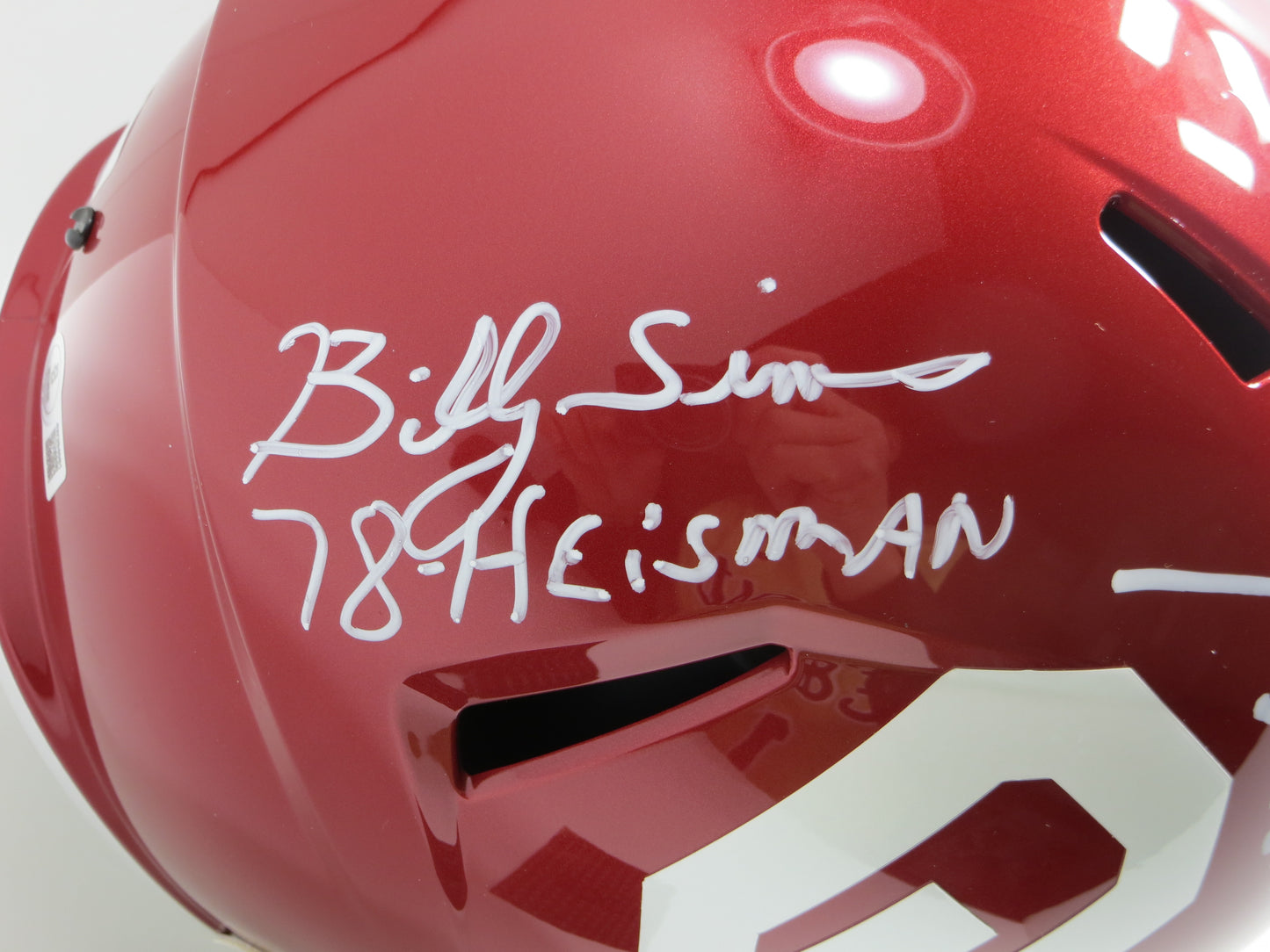 OKLAHOMA OU SOONERS HEISMAN SIGNED FULL SIZE HELMET White Sims Owens BAS