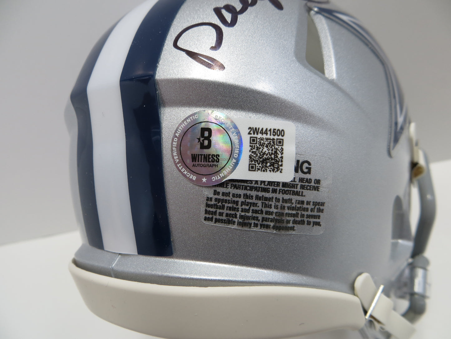 DARYL MOOSE JOHNSTON SIGNED DALLAS COWBOYS MINI HELMET BAS COA