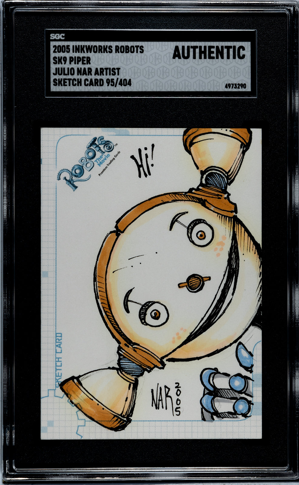 2005 Inkworks Robots SK9 Piper Julio Nar Artist Sketch Card 95/404 SGC Authentic