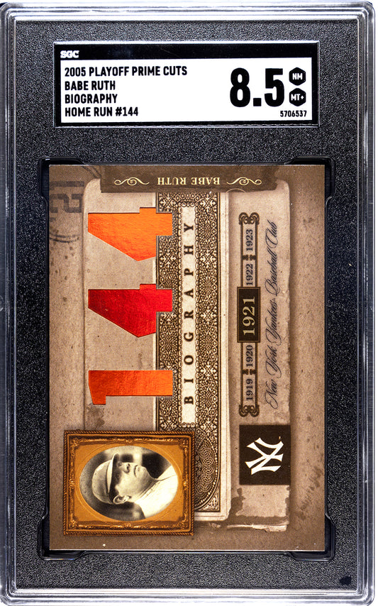 2005 Playoff Prime Cuts Biography Babe Ruth Home Run #144 SGC 8.5