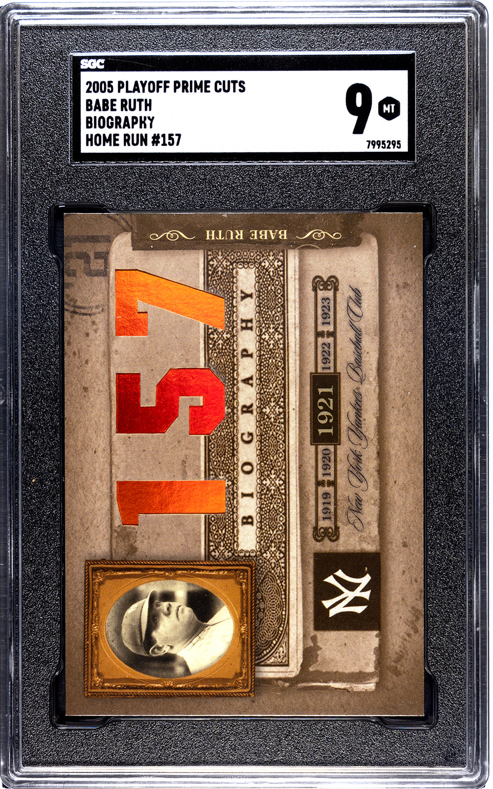 2005 Playoff Prime Cuts Biography Babe Ruth Home Run #157 SGC 9