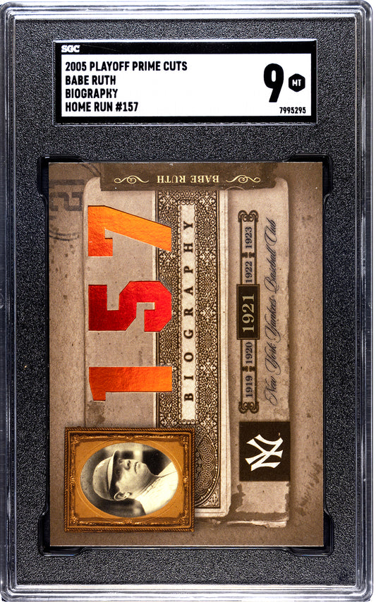 2005 Playoff Prime Cuts Biography Babe Ruth Home Run #157 SGC 9