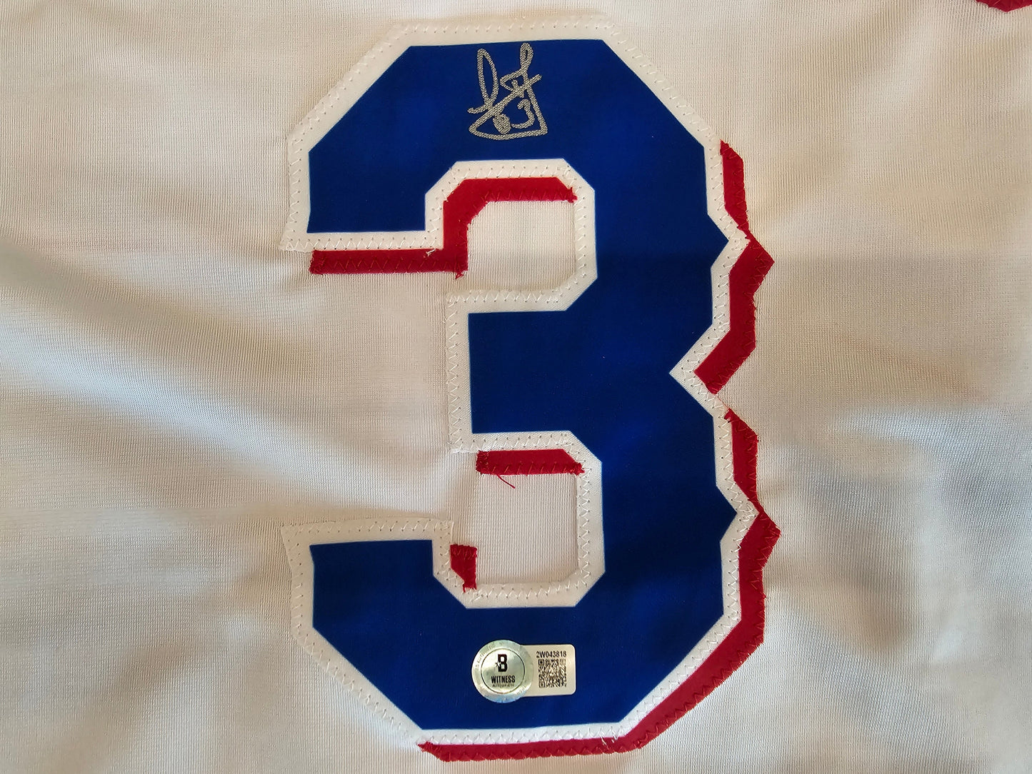 LEODY TAVERAS TEXAS RANGERS SIGNED WHITE JERSEY size XL BAS COA
