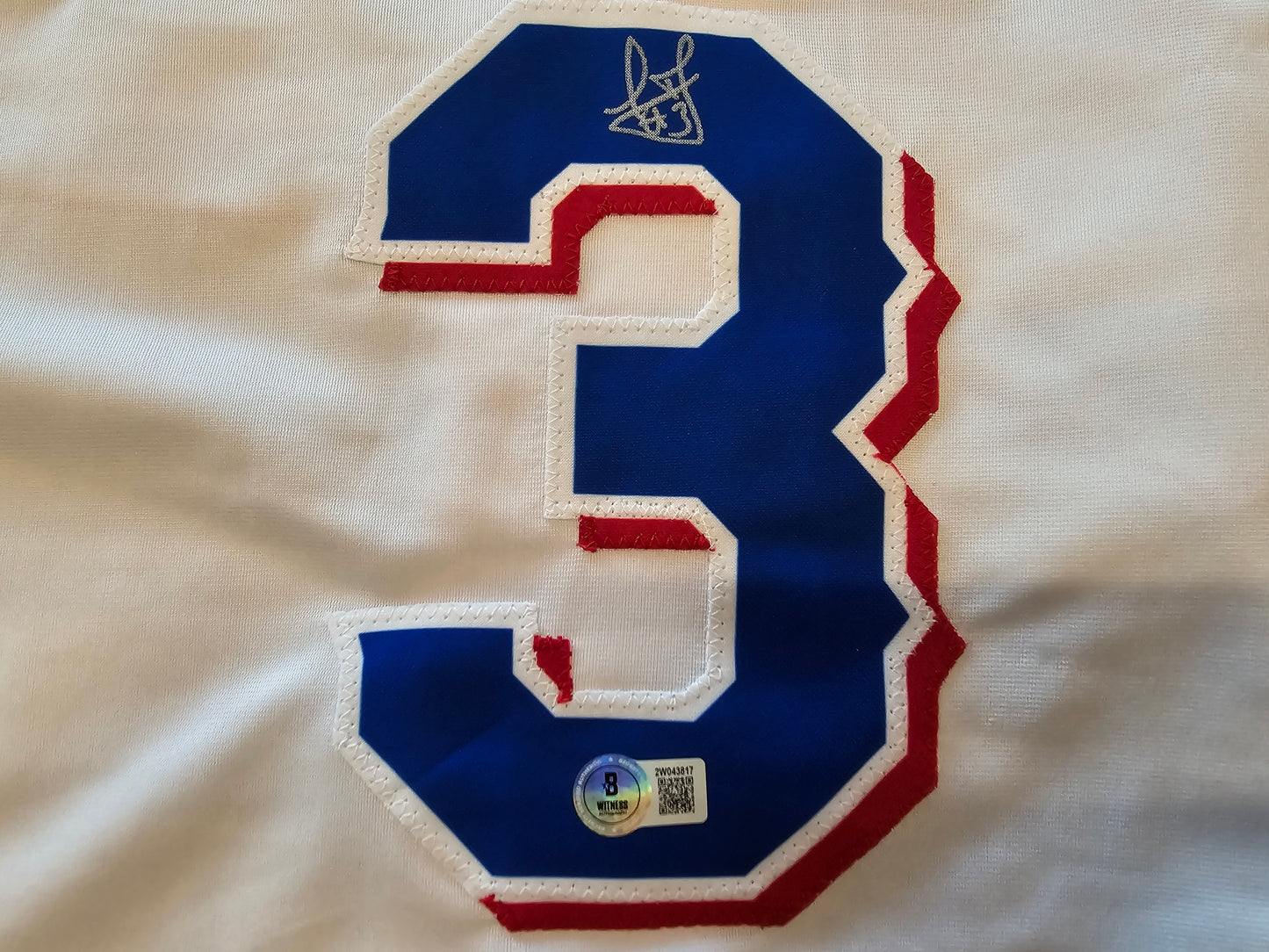 LEODY TAVERAS TEXAS RANGERS SIGNED WHITE JERSEY size XL BAS COA
