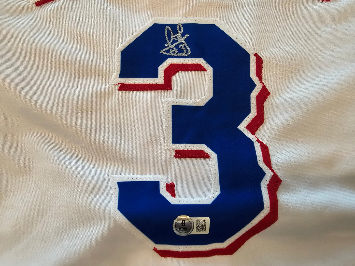 LEODY TAVERAS TEXAS RANGERS SIGNED WHITE JERSEY size XL BAS COA