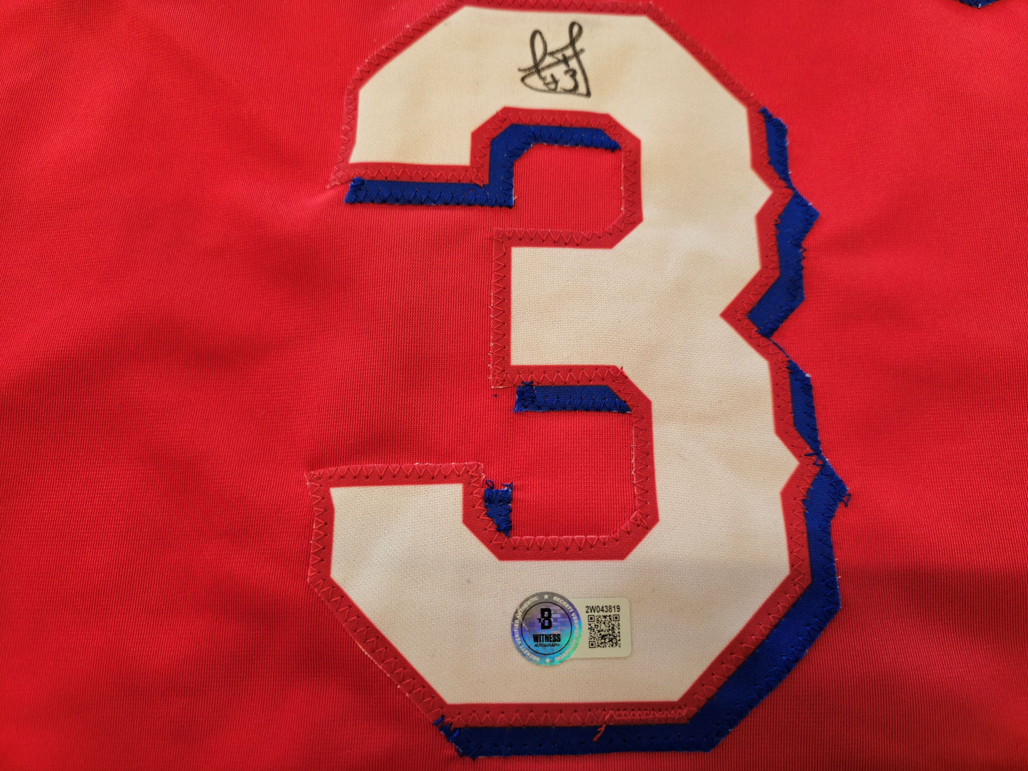 LEODY TAVERAS TEXAS RANGERS SIGNED RED JERSEY size XL BAS COA