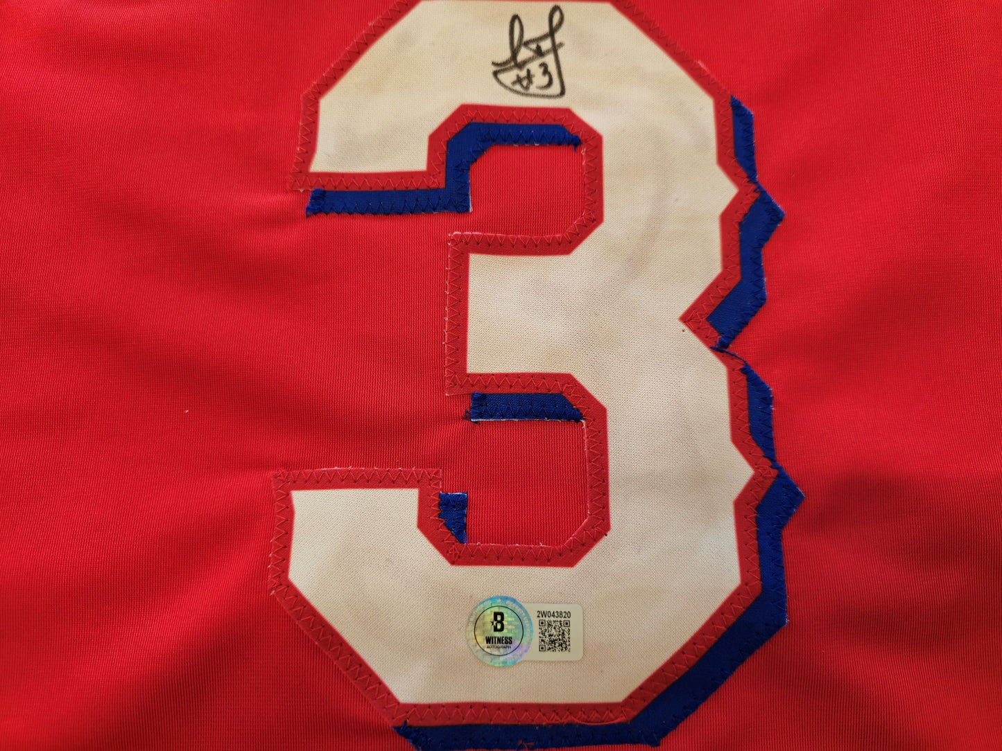 LEODY TAVERAS TEXAS RANGERS SIGNED RED JERSEY size XL BAS COA
