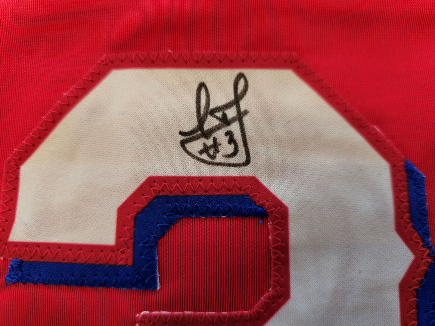 LEODY TAVERAS TEXAS RANGERS SIGNED RED JERSEY size XL BAS COA