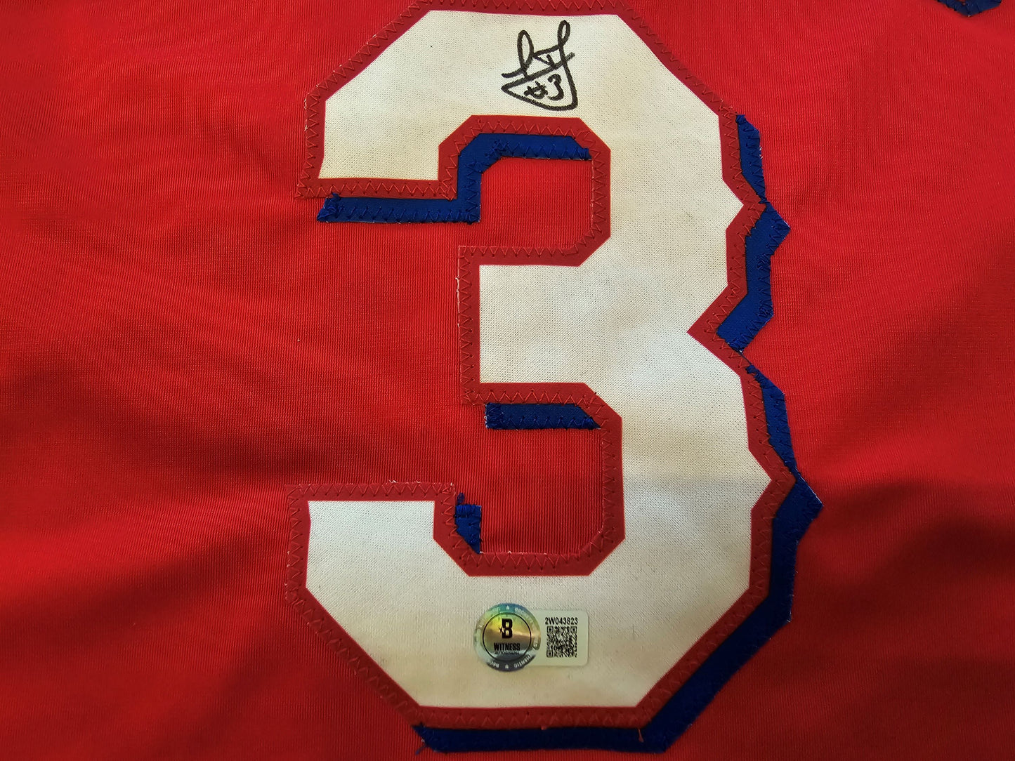 LEODY TAVERAS TEXAS RANGERS SIGNED RED JERSEY size XL BAS COA