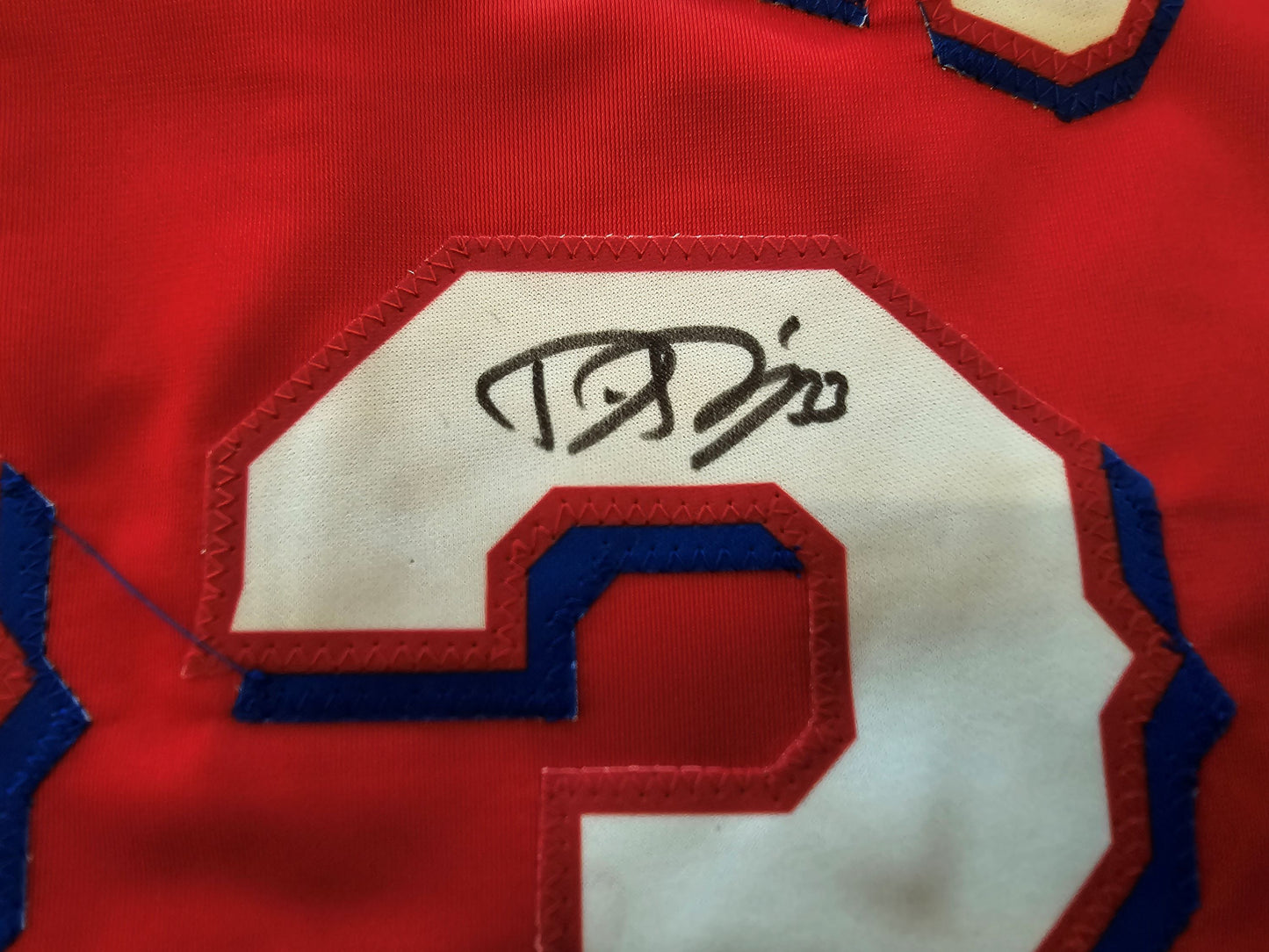 DANE DUNNING TEXAS RANGERS SIGNED RED JERSEY size XL BAS COA