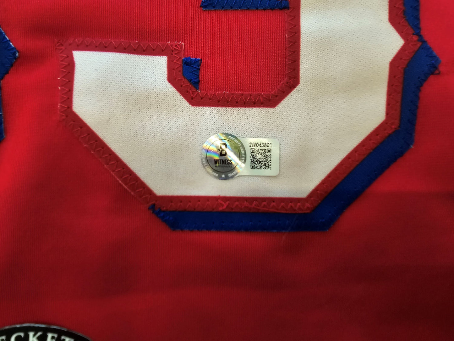 DANE DUNNING TEXAS RANGERS SIGNED RED JERSEY size XL BAS COA