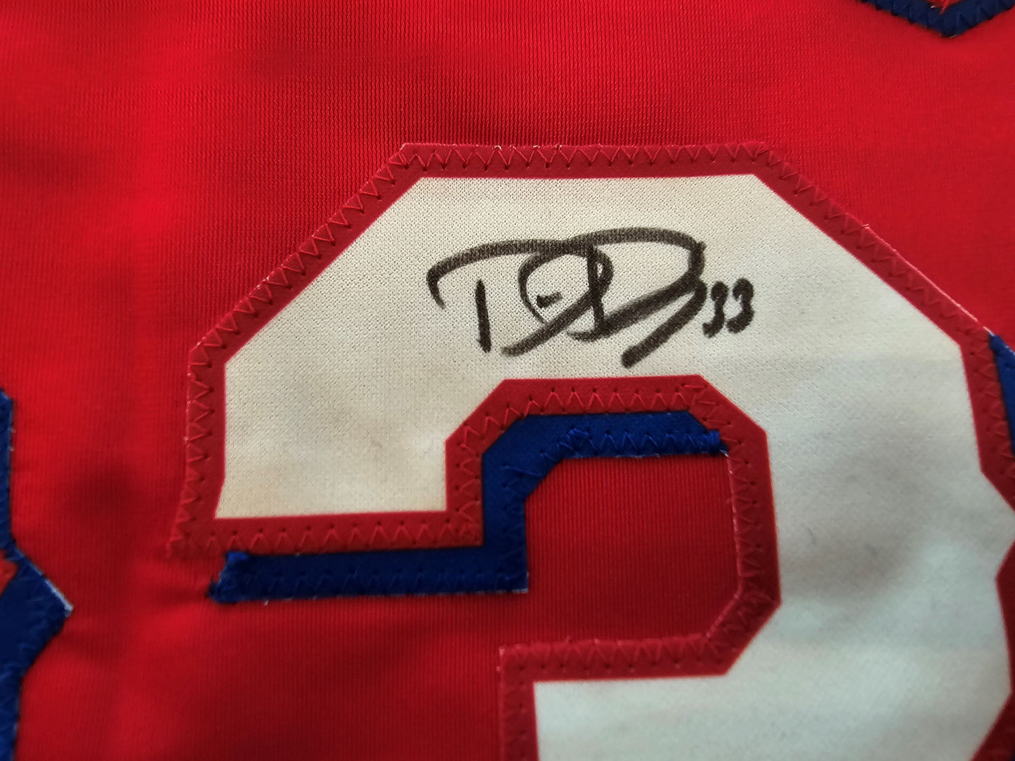 DANE DUNNING TEXAS RANGERS SIGNED RED JERSEY size XL BAS COA