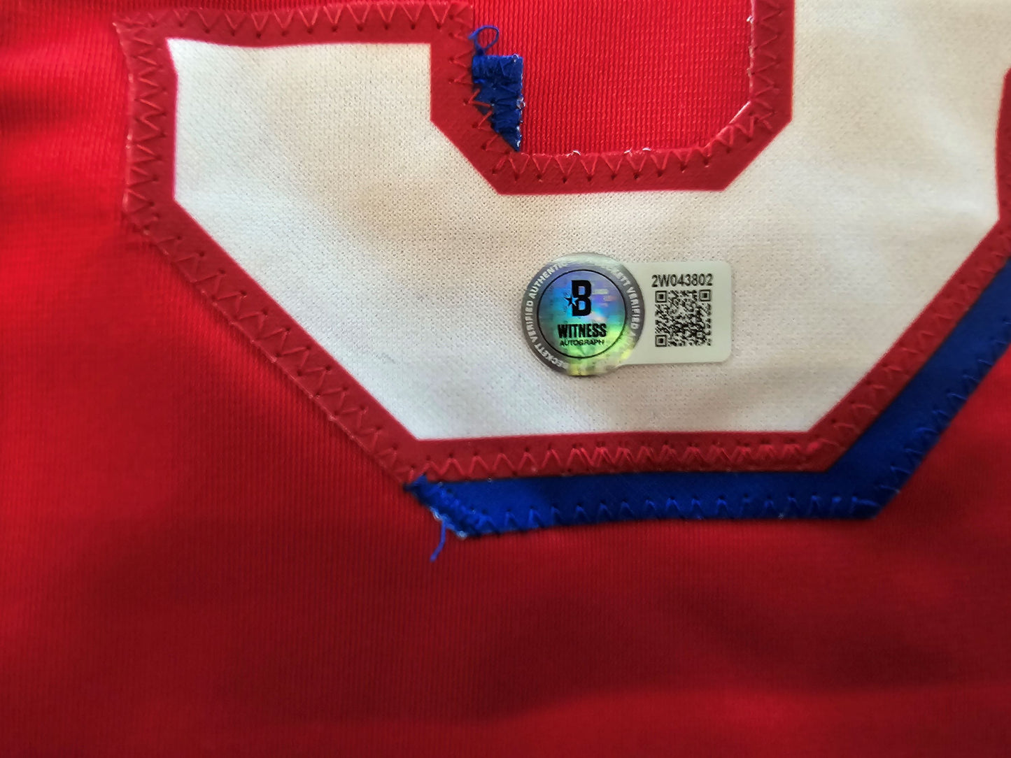 DANE DUNNING TEXAS RANGERS SIGNED RED JERSEY size XL BAS COA