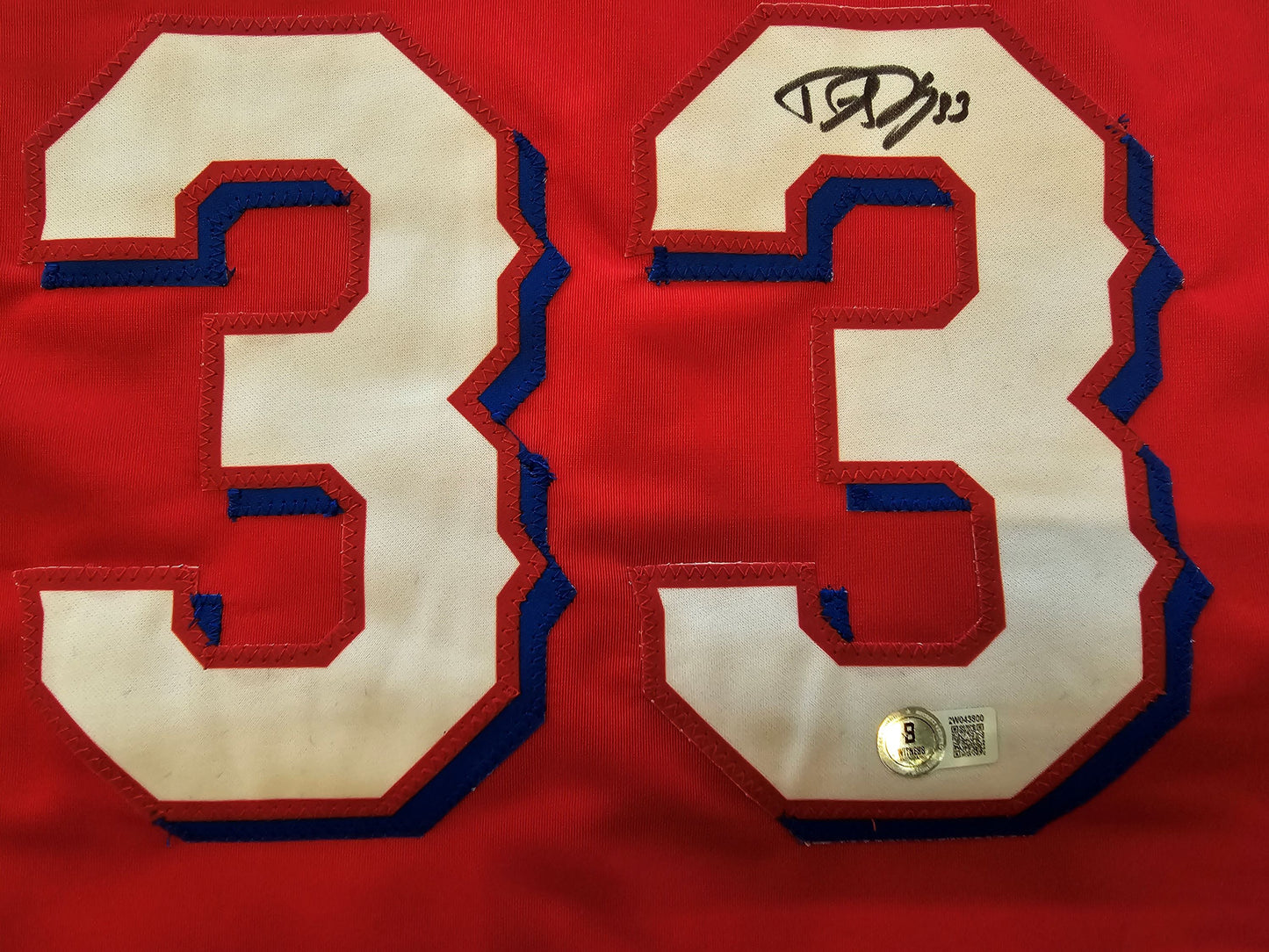 DANE DUNNING TEXAS RANGERS SIGNED RED JERSEY size XL BAS COA