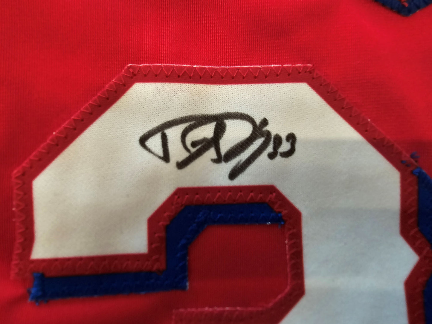 DANE DUNNING TEXAS RANGERS SIGNED RED JERSEY size XL BAS COA