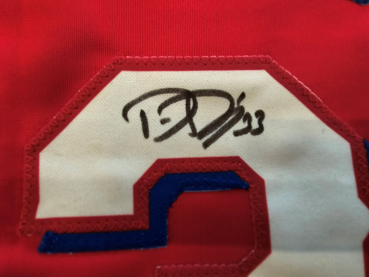 DANE DUNNING TEXAS RANGERS SIGNED RED JERSEY size XL BAS COA