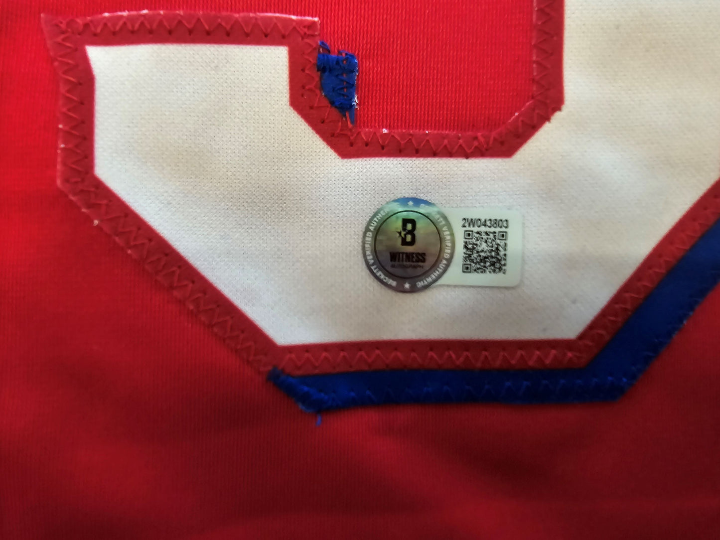 DANE DUNNING TEXAS RANGERS SIGNED RED JERSEY size XL BAS COA