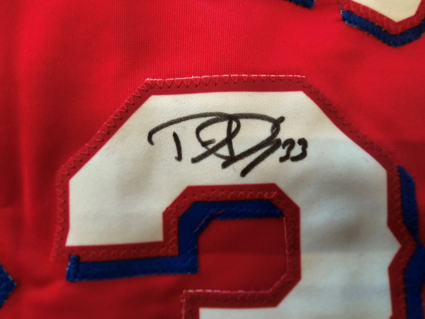 DANE DUNNING TEXAS RANGERS SIGNED RED JERSEY size XL BAS COA