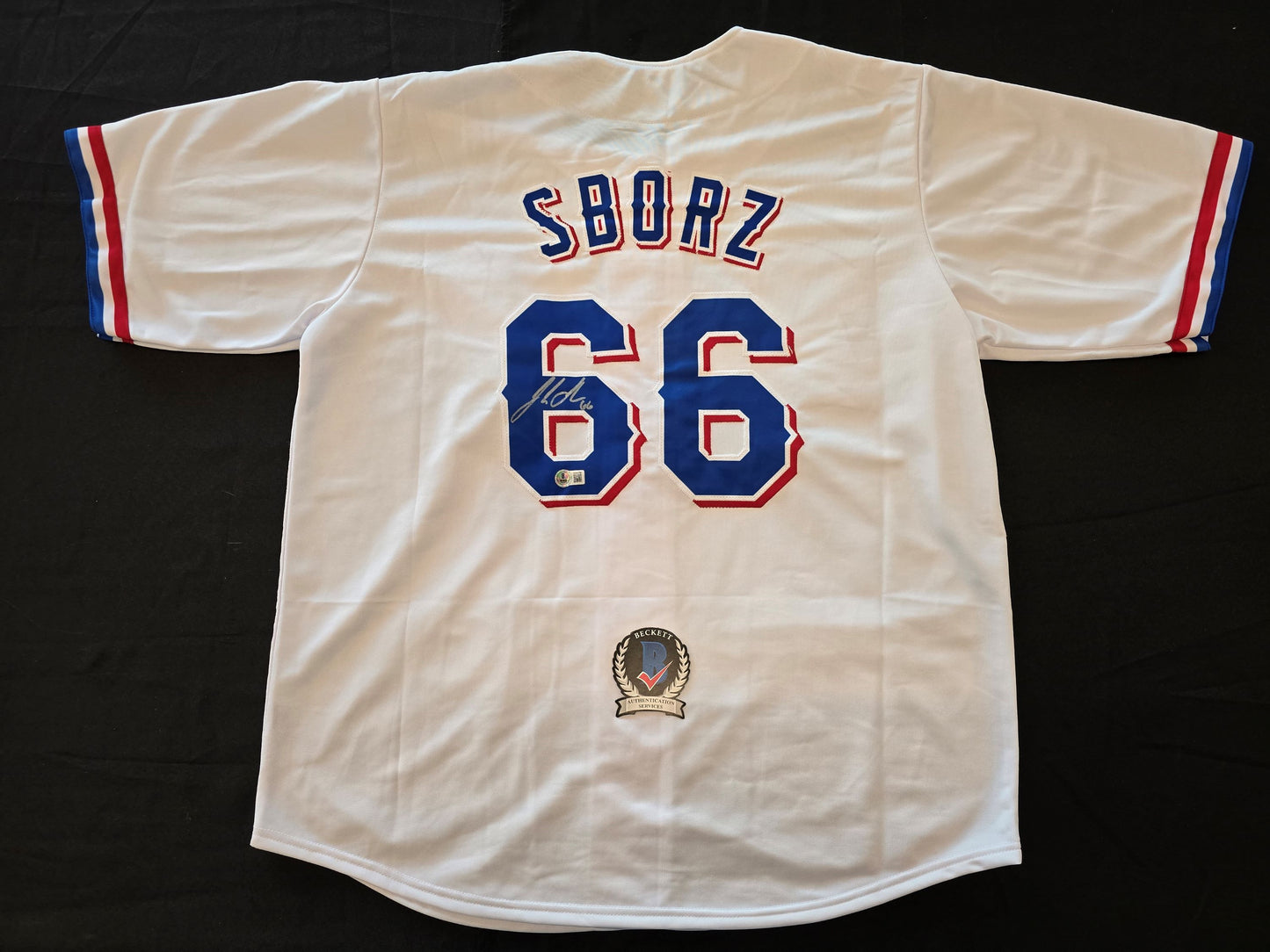 JOSH SBORZ TEXAS RANGERS SIGNED WHITE JERSEY size XL BAS COA