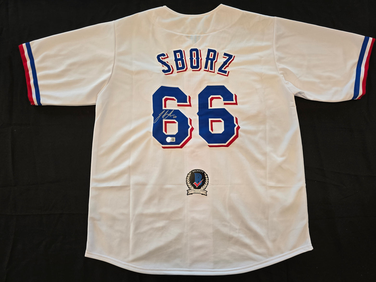 JOSH SBORZ TEXAS RANGERS SIGNED WHITE JERSEY size XL BAS COA