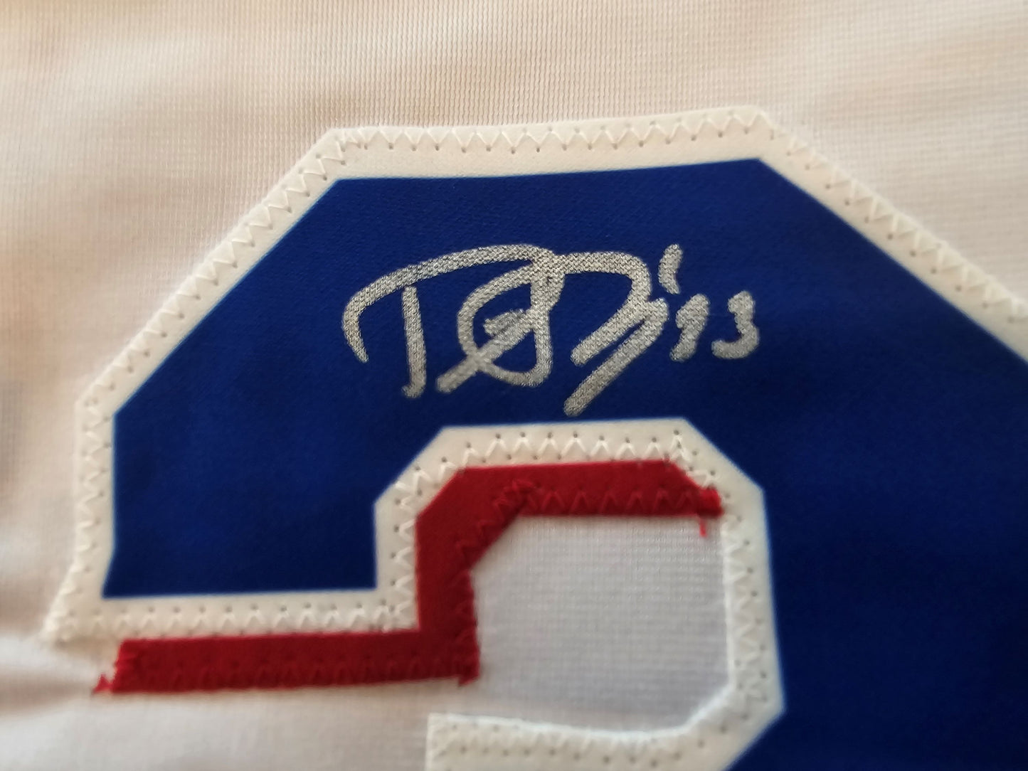 DANE DUNNING TEXAS RANGERS SIGNED WHITE JERSEY size XL BAS COA