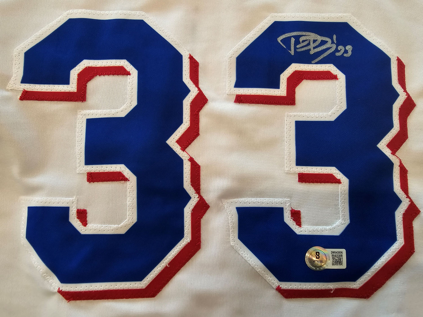 DANE DUNNING TEXAS RANGERS SIGNED WHITE JERSEY size XL BAS COA