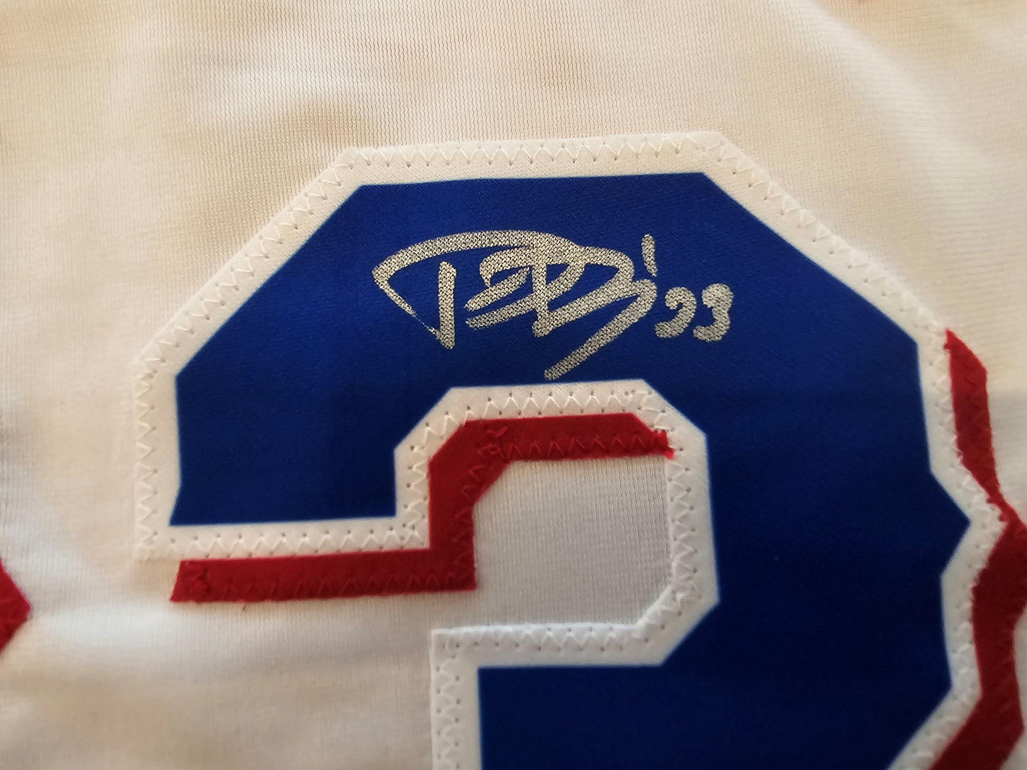 DANE DUNNING TEXAS RANGERS SIGNED WHITE JERSEY size XL BAS COA