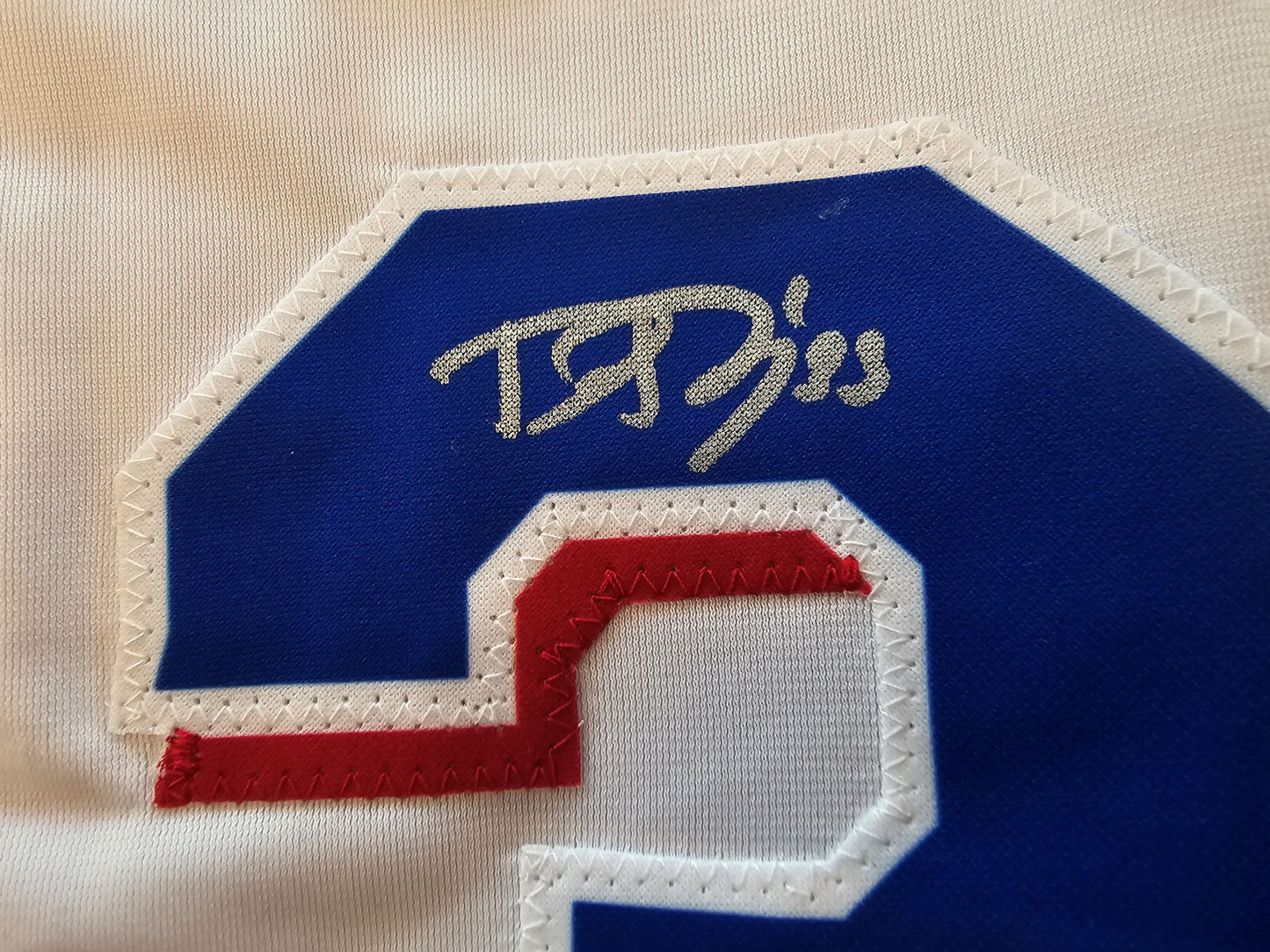 DANE DUNNING TEXAS RANGERS SIGNED WHITE JERSEY size XL BAS COA