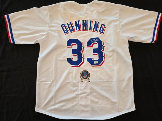 DANE DUNNING TEXAS RANGERS SIGNED WHITE JERSEY size XL BAS COA