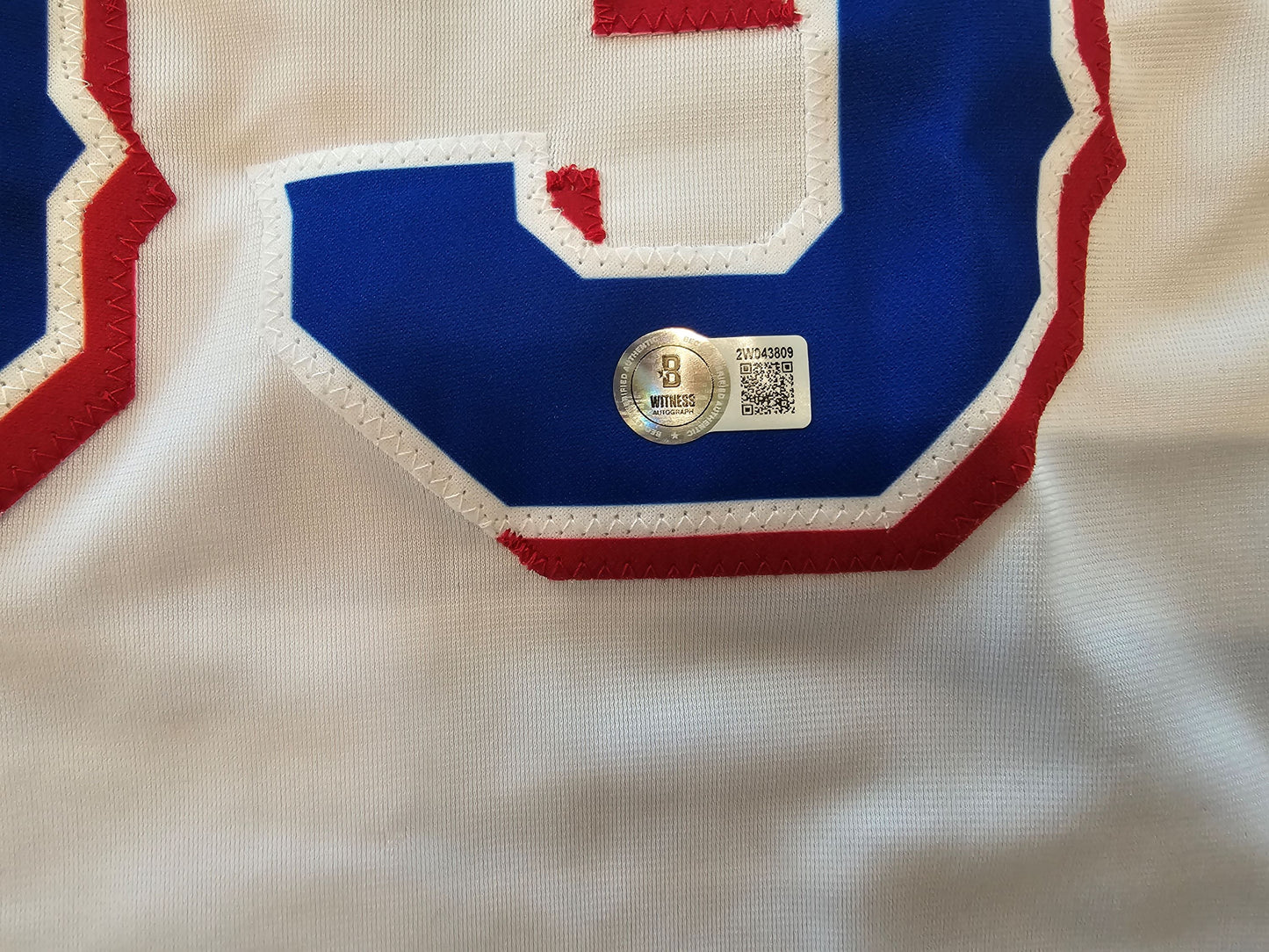 DANE DUNNING TEXAS RANGERS SIGNED WHITE JERSEY size XL BAS COA