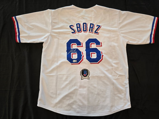 JOSH SBORZ TEXAS RANGERS SIGNED WHITE JERSEY size XL BAS COA