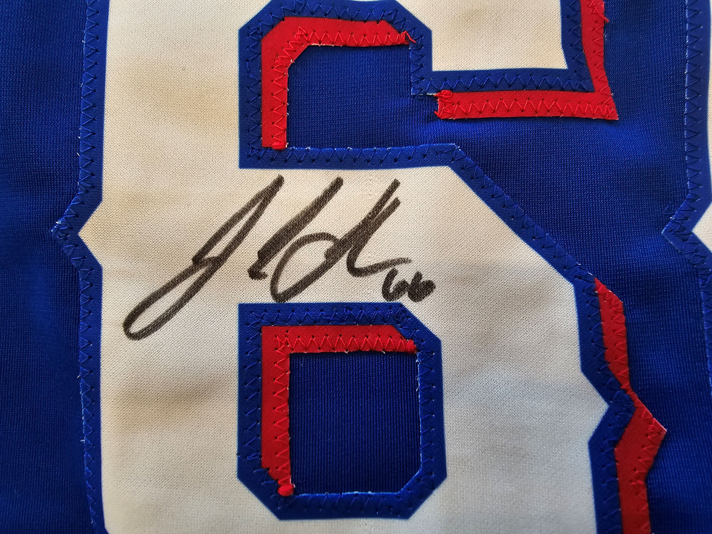 JOSH SBORZ TEXAS RANGERS SIGNED BLUE JERSEY size XL BAS COA