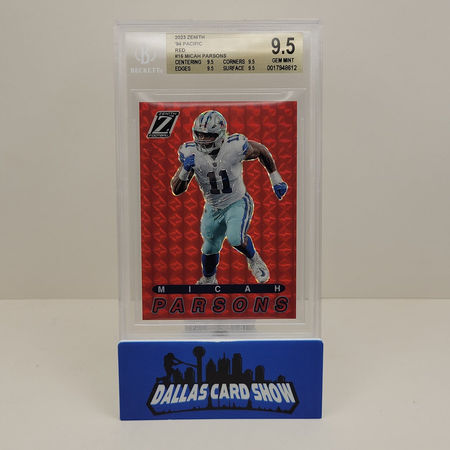 2023 Panini Zenith 94 Pacific Red Micah Parsons #16 BGS 9.5 Dallas Cowboys