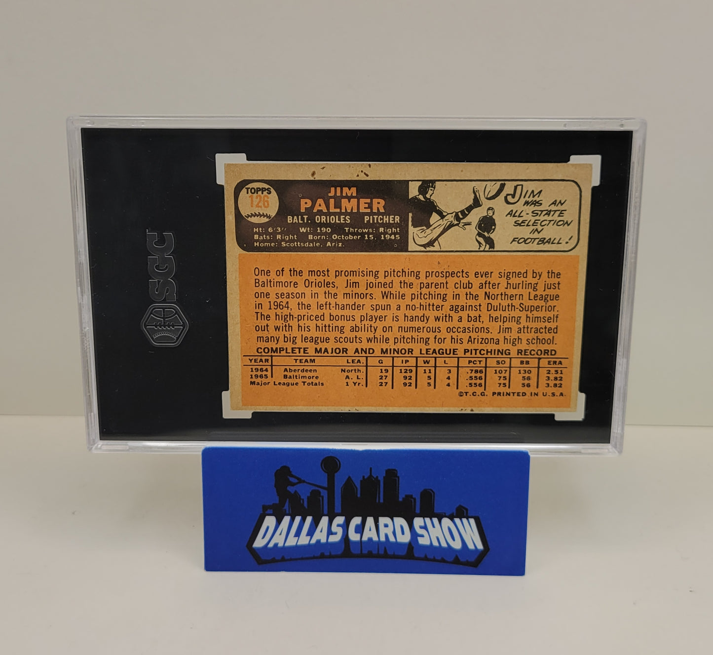 1966 Topps Jim Palmer Rookie RC #126 SGC 3 Baltimore Orioles