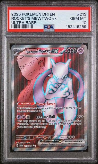 2025 Pokemon - Team Rocket's Mewtwo ex (Ultra Rare) - 213/182 DR PSA 10