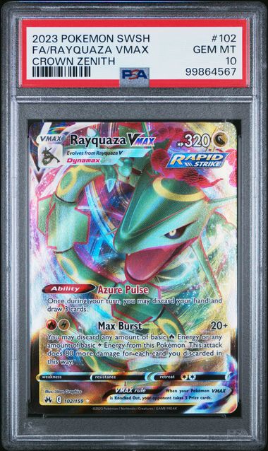 2023 Pokemon - Rayquaza VMAX (Full Art) - 102/159 Crown Zenith PSA 10