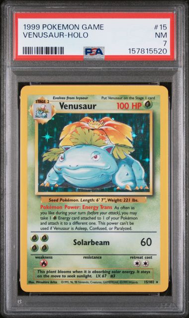 1999 Pokemon - Venusaur (Holo) - 15/102 Base Set Unlimited PSA 7