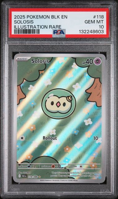 2025 Pokemon - Solosis (Illustration Rare) - 118/086 Black Bolt PSA 10