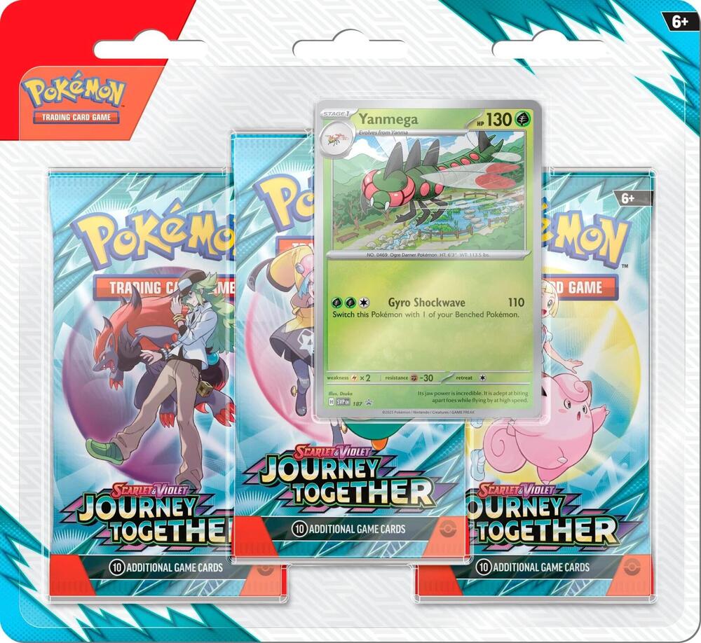 2025 Pokemon - Journey Together 3-Pack Blister (Scrafty, Yanmega)