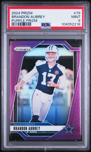 2024 Panini Prizm Brandon Aubrey #79 Purple Prizm /125 PSA 9