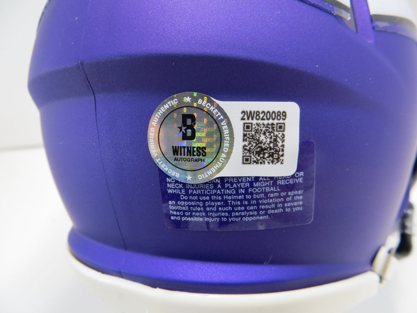 ADRIAN PETERSON SIGNED MINNESOTA VIKINGS MINI HELMET w/2012 MVP Sooners BAS