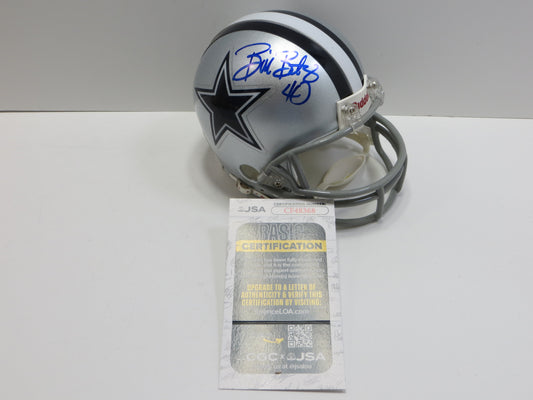 BILL BATES SIGNED DALLAS COWBOYS RIDDELL MINI HELMET Volunteers JSA COA