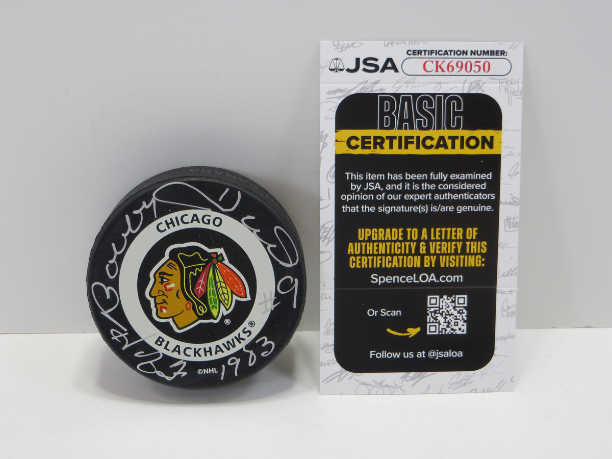 BOBBY HULL SIGNED CHICAGO BLACKHAWKS HOCKEY PUCK JSA