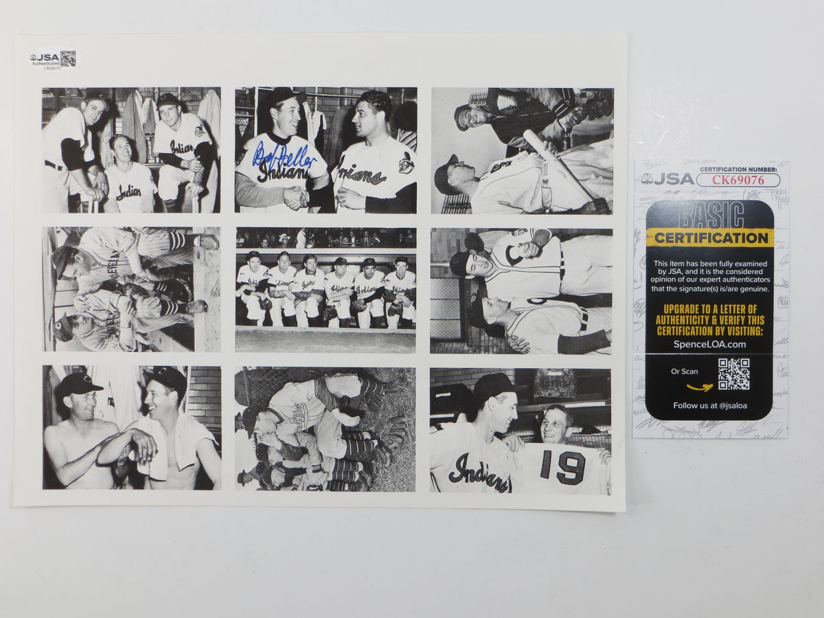 BOB FELLER SIGNED Black & White PHOTO Cleveland Indians JSA COA